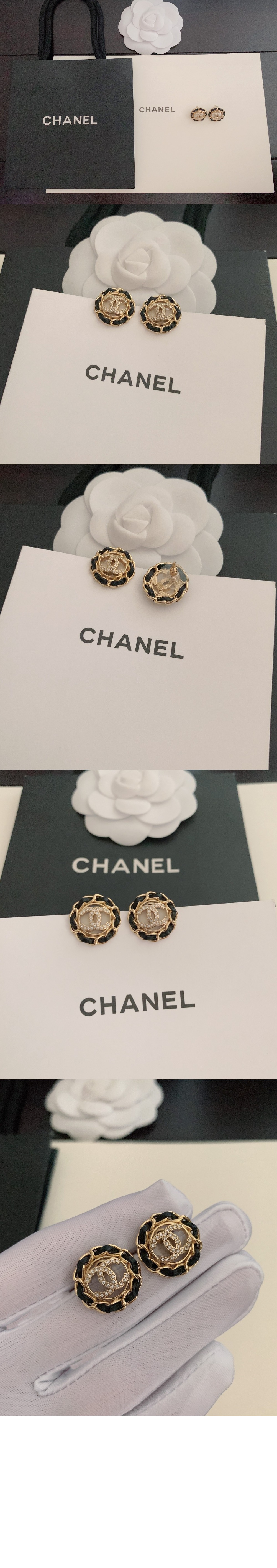 샤넬 CC 가죽체인 귀걸이 AB8297