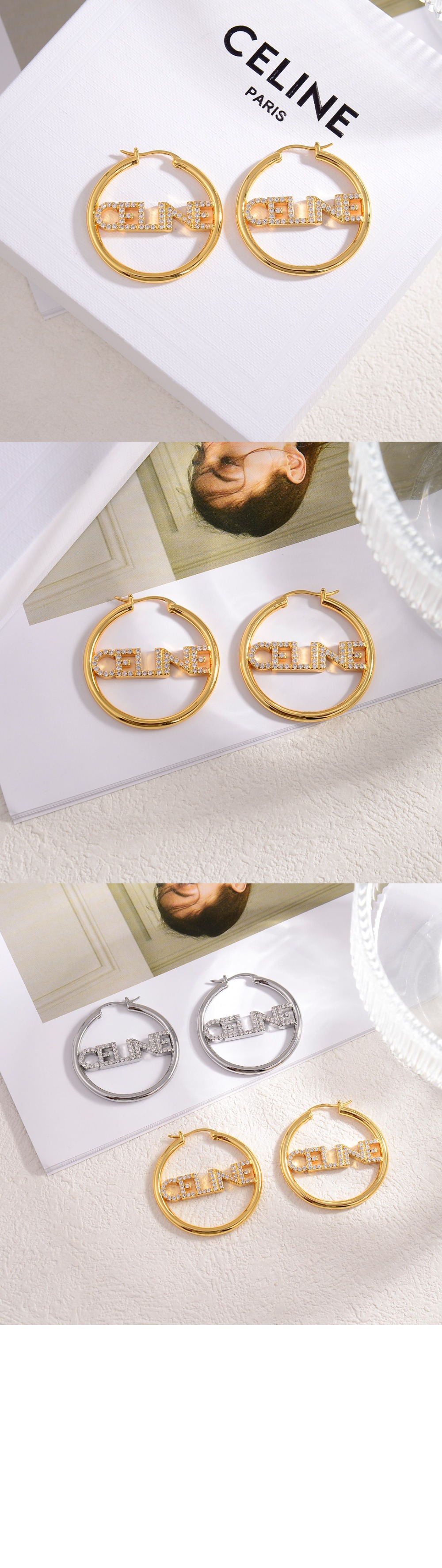 셀린느 모노크롬 스트라스 귀걸이 460YU6