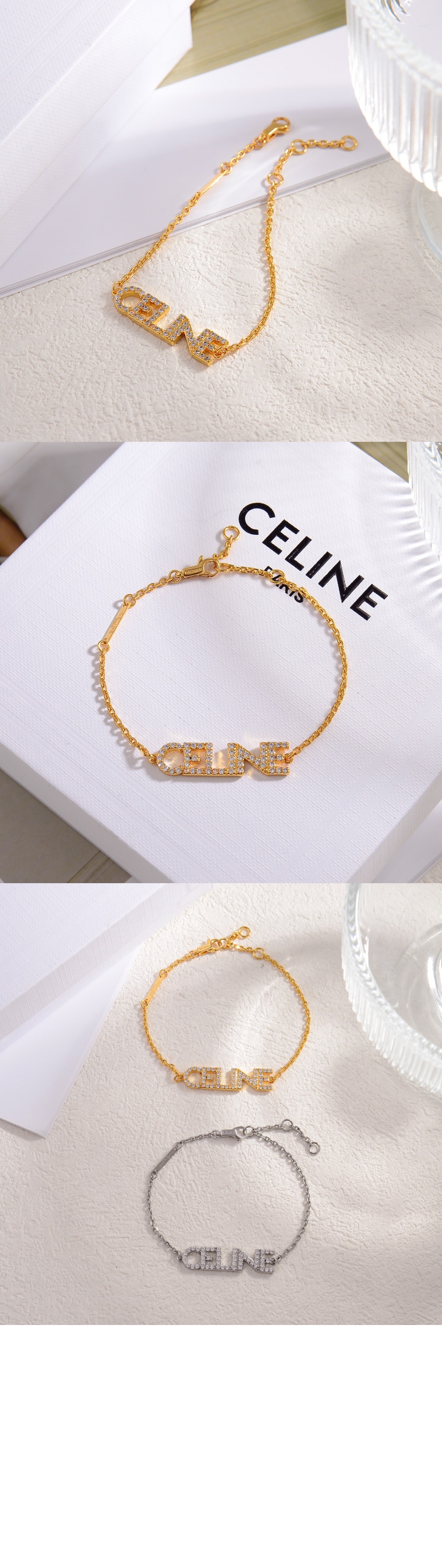 셀린느 모노크롬 스트라스 팔찌 460YS6