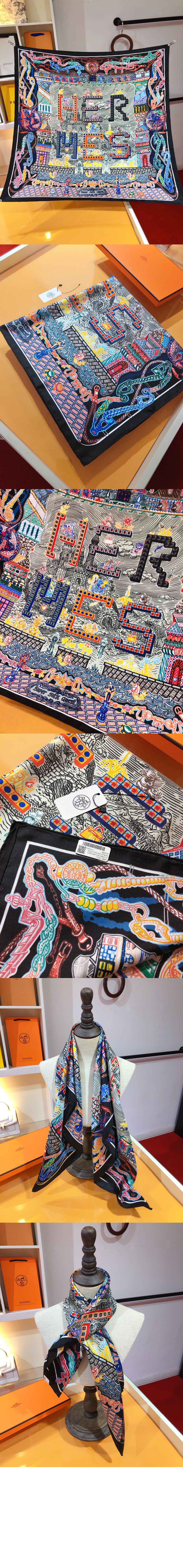 에르메스 Planifleurs 스카프 90