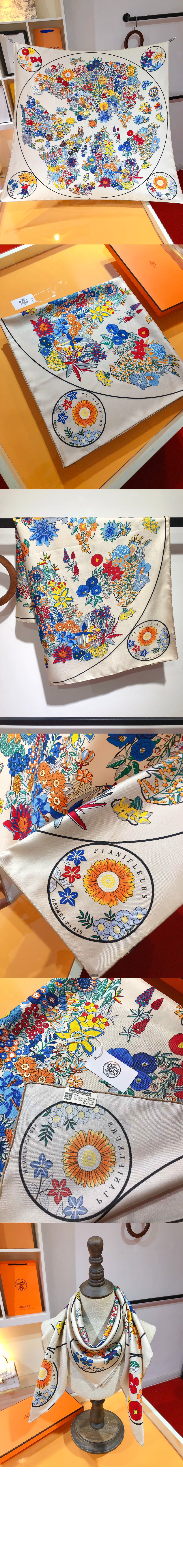 에르메스 Planifleurs 스카프 90