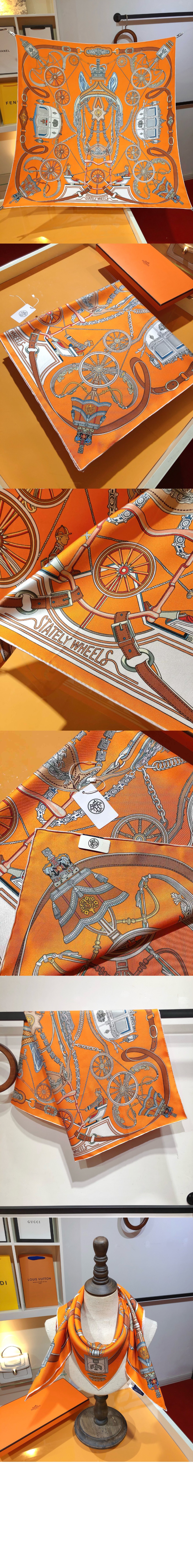 에르메스 Stately Wheels 스카프 90