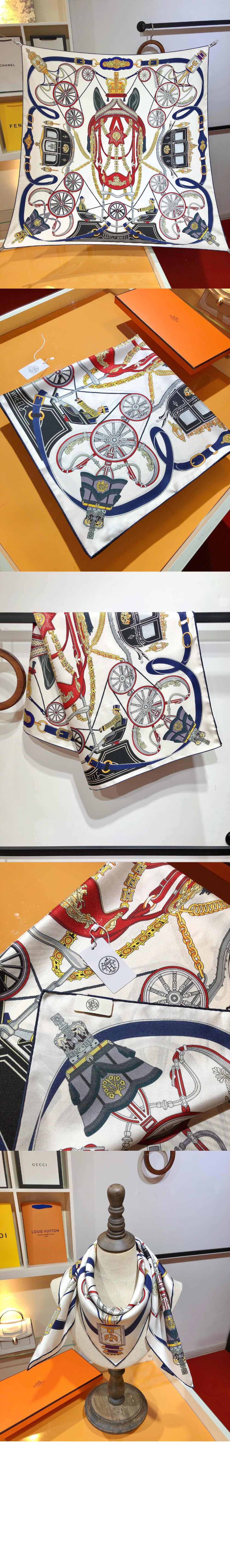 에르메스 Stately Wheels 스카프 90