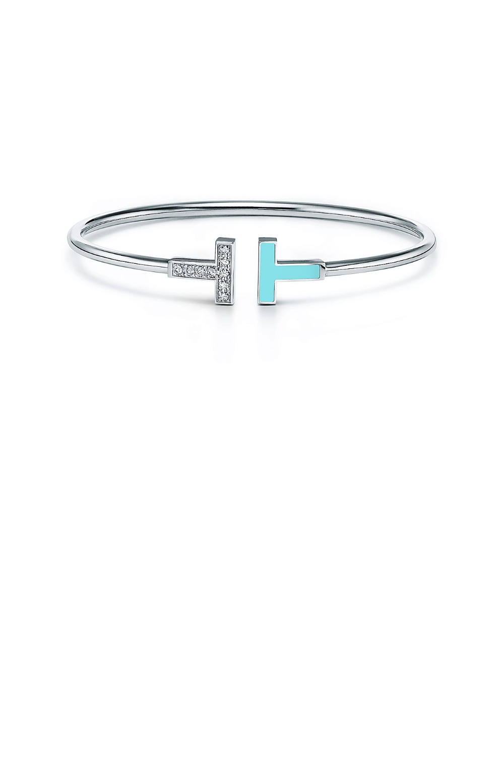 티파니앤코 다이아몬드 및 터쿼이즈 와이어 브레이슬릿