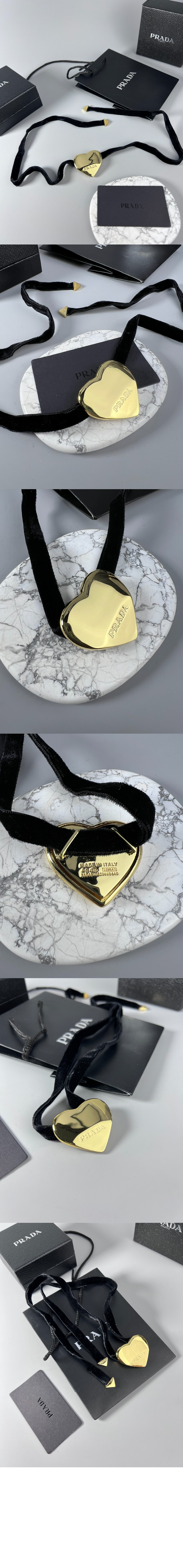 프라다 라운드 골드 대형 펜던트 장식 초커 1JCA29