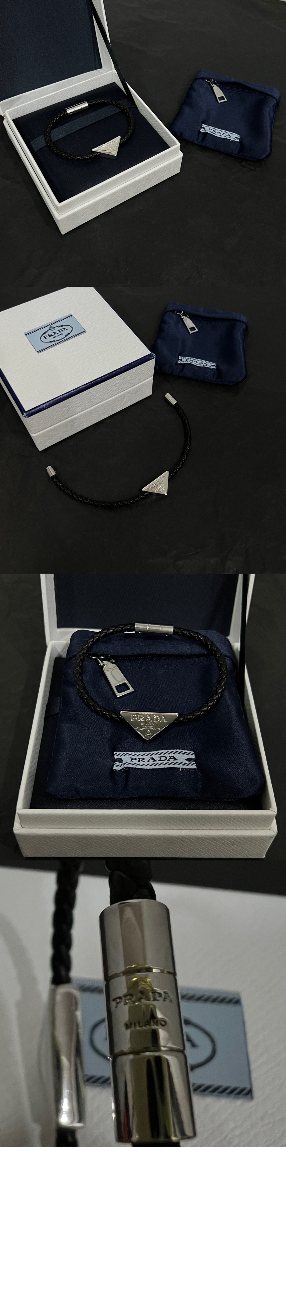 프라다 브레이디드 나파 가죽 브레이슬릿 1IB350