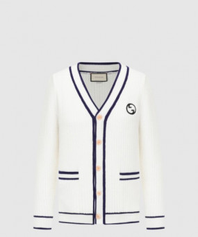 구찌 로고 자수 웨빙 니트 가디건