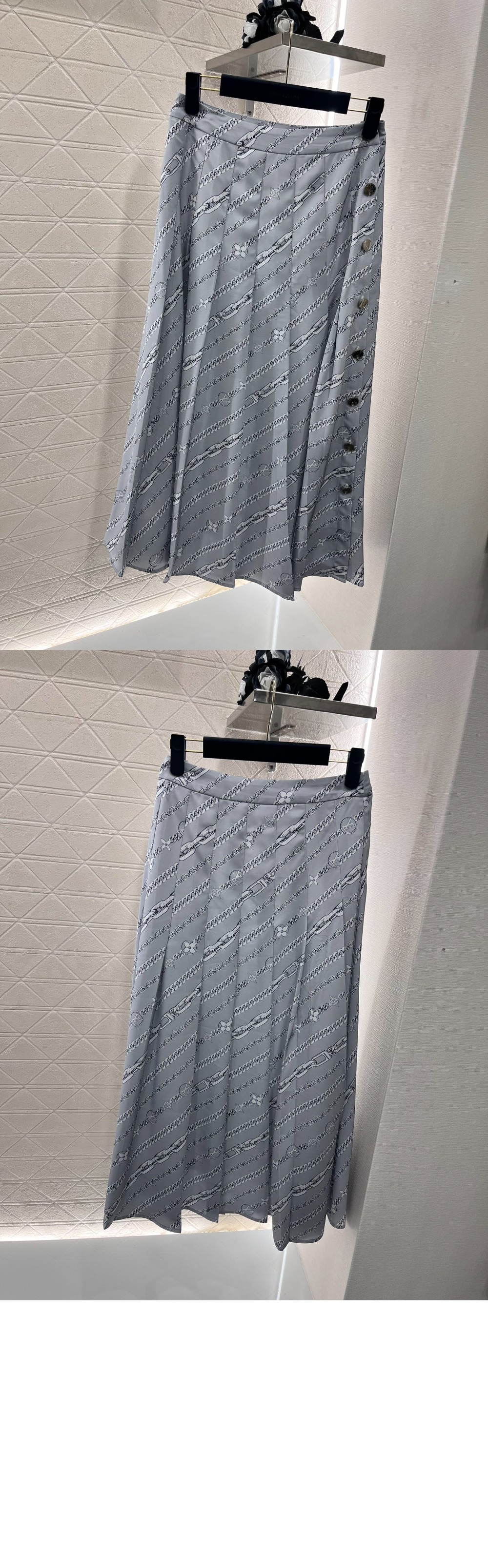 루이비통 체인 프린트 플리츠 스커트