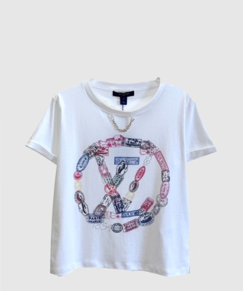 루이비통 로고 프린트 반팔