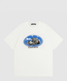 루이비통 그래픽 쇼트 슬리브드 코튼 크루넥