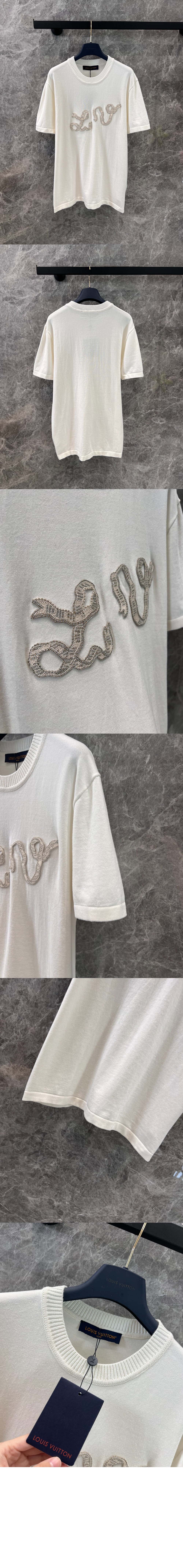 루이비통 엠벨리시드 쇼트 슬리브드 코튼 크루넥