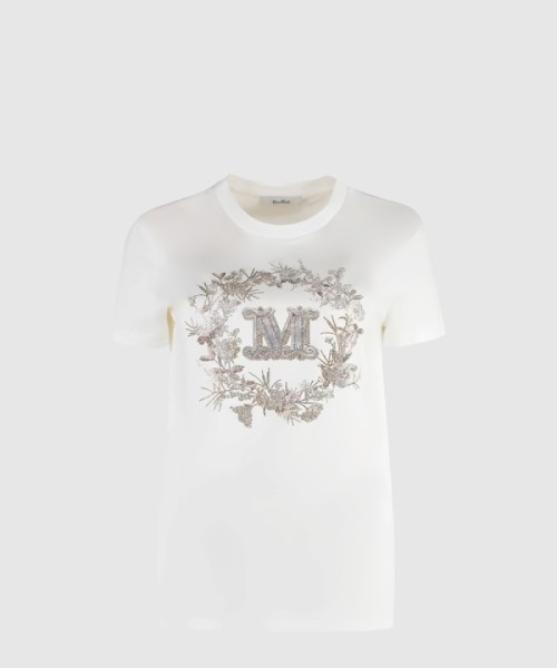 막스마라 로고 장식 크루넥 티셔츠