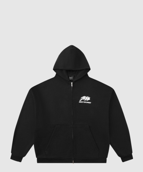 발렌시아가 프린트 코튼 저지 집업 후디