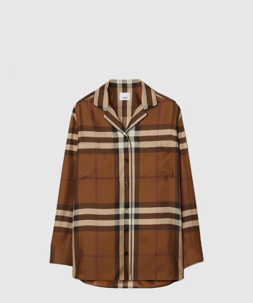 버버리 체크 실크 셔츠