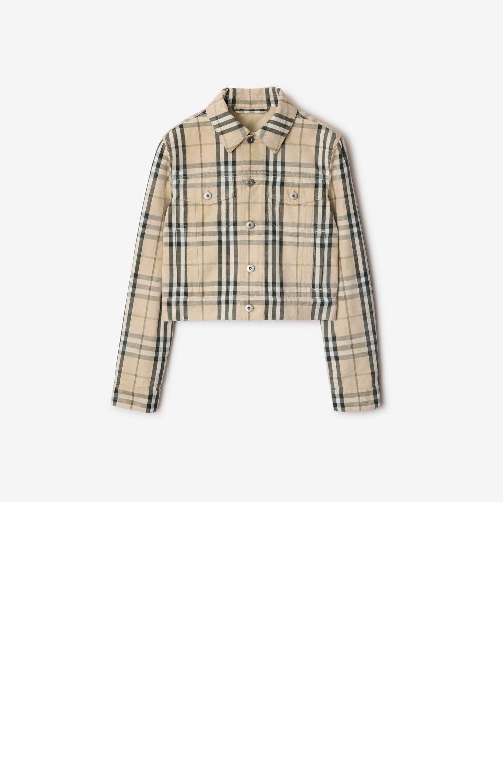 버버리 크롭 체크 데님 재킷