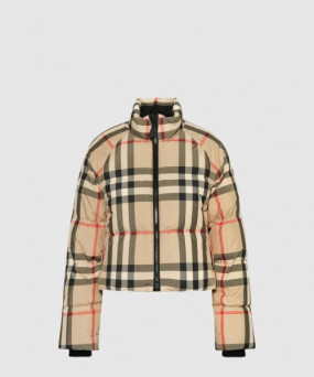 버버리 크롭 체크 퍼퍼 재킷