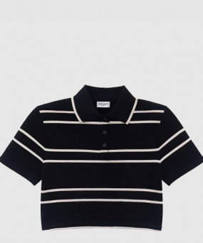 생로랑 스트라이프 로고 폴로셔츠 반팔