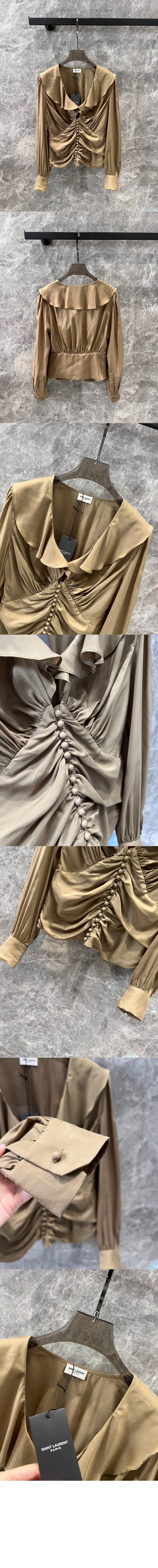 생로랑 실크 크레이프 모슬린 소재의 블라우스