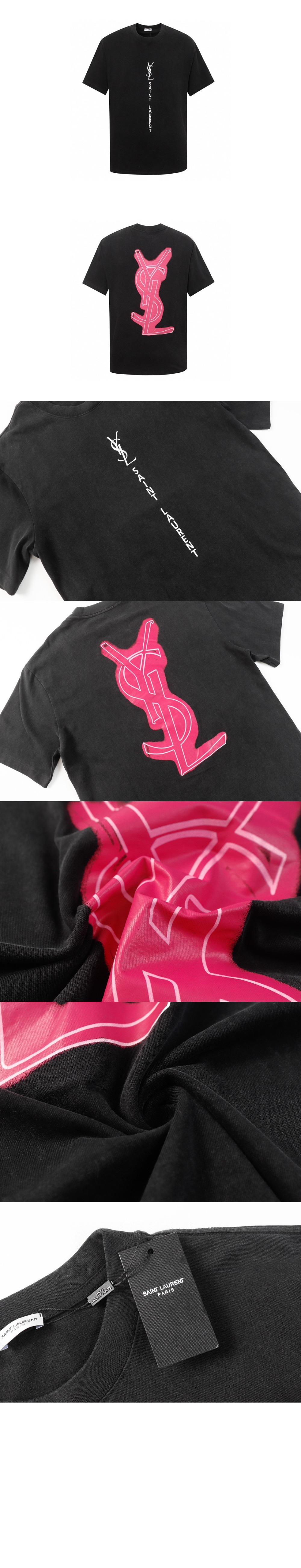 생로랑 로고 프린트 반팔