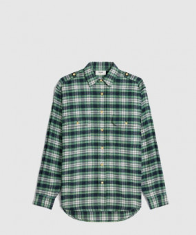 셀린느 체크무늬 플란넬 오버셔츠