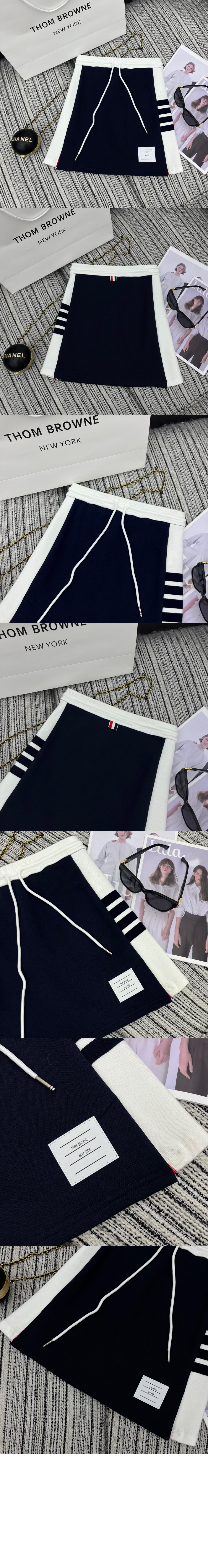 톰브라운 클래식 포 스트라이프 니트 미니 스커트