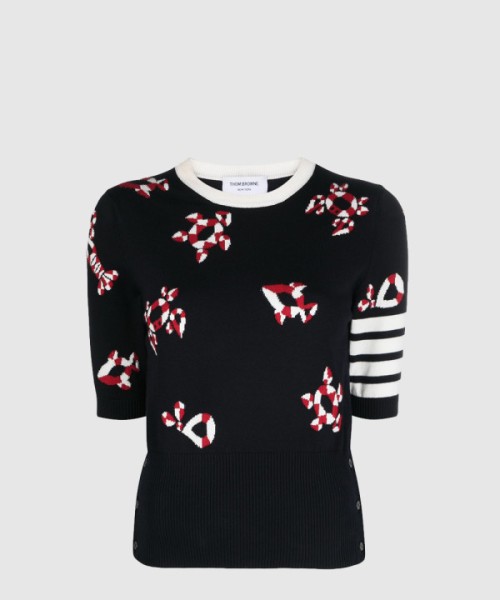 톰브라운 프린트 니트 톱