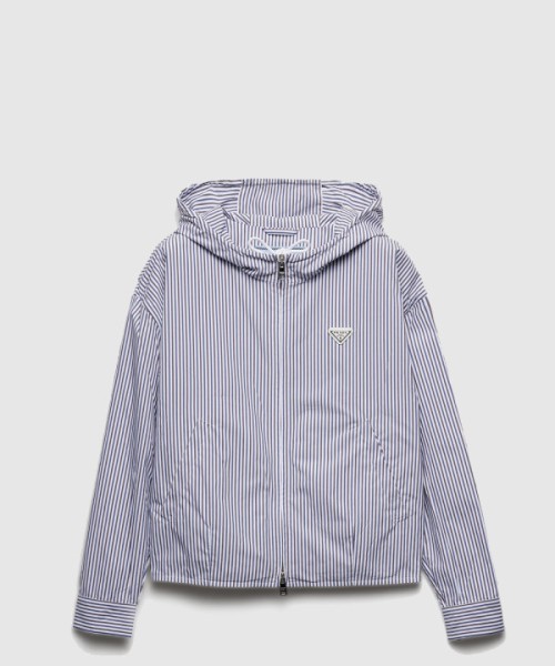 프라다 스트라이프 포플린 블루종 재킷