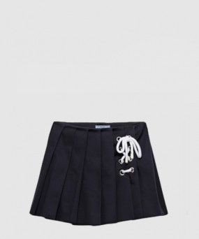 프라다 플리츠 스트레치 드릴 미니스커트