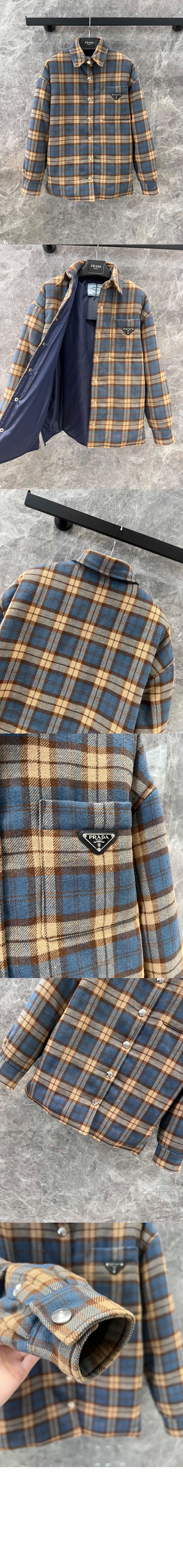 프라다 체크 울 트윌 럼버잭 재킷