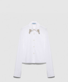 프라다 자수 포플린 셔츠