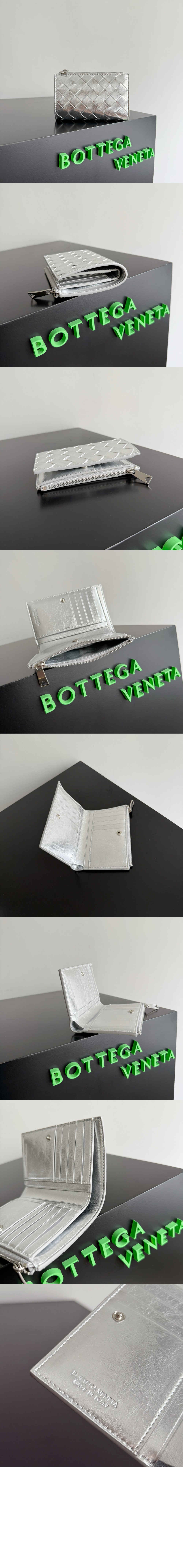 보테가베네타 미디엄 인트레치아토 폴더형 지퍼 지갑 667468