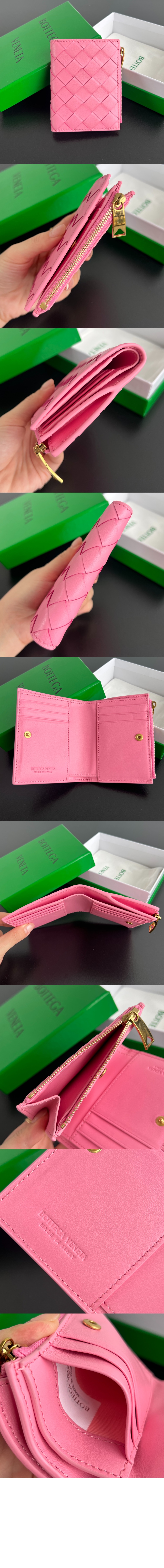 보테가베네타 스몰 인트레치아토 폴더형 지퍼 지갑 742330