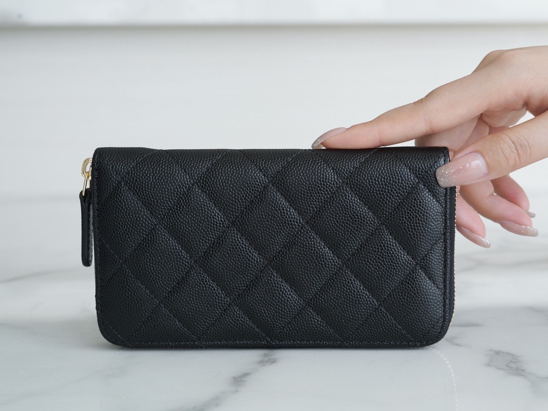 샤넬 클래식 롱 플랩 지갑 캐비어 금장 A31509