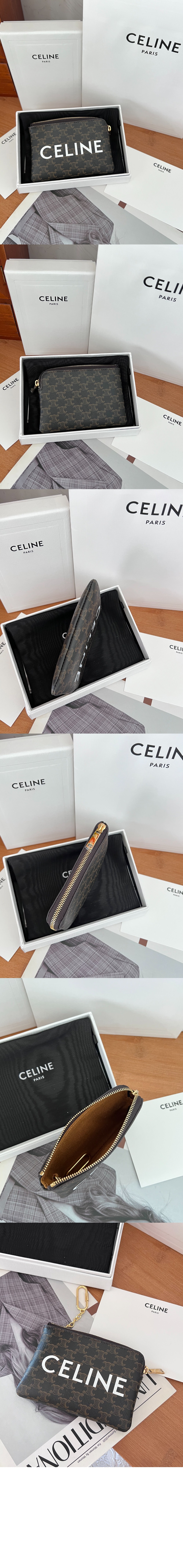 셀린느 동전 지갑 프린트 트리옹프 캔버스 10C662