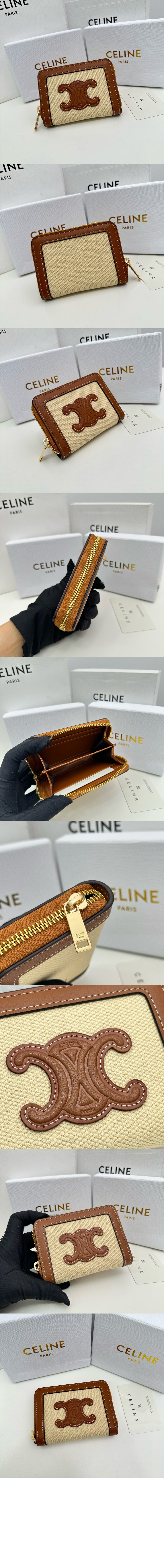 셀린느 트리옴프 가죽 콤팩트 지퍼 지갑 10L742