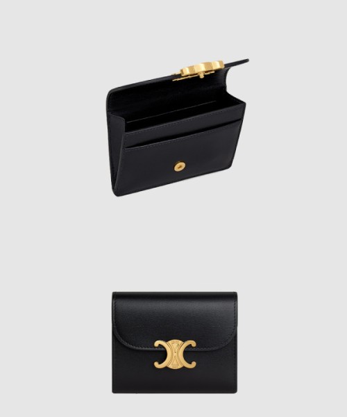 셀린느 트리옹프 플랩 카드 지갑 샤이니 10I583