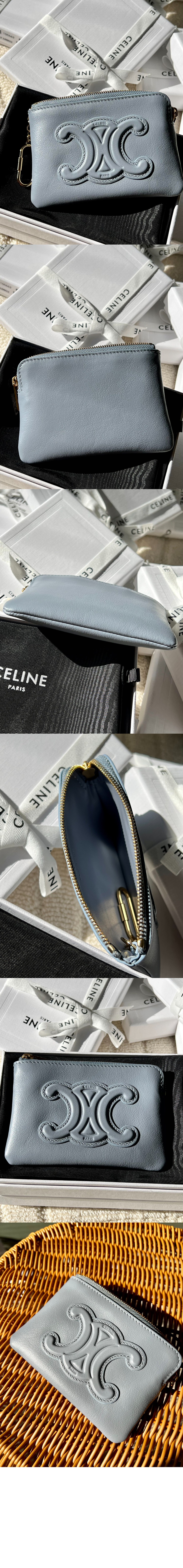 셀린느 트리오페 지퍼 카드 코인 지갑 10C663