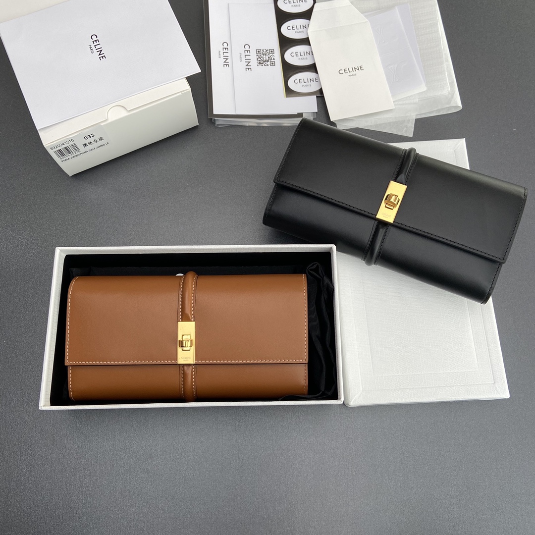 셀린느 라지 월릿 16 새틴 송아지 가죽 10M033