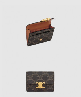 셀린느 트리옹프 플랩 카드 지갑 10I582